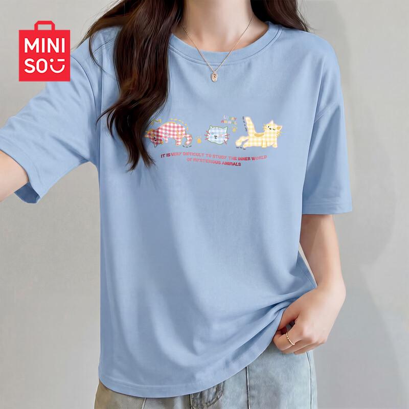 MINISO Women's 2026 Summer Pure Cotton Loose Short Sleeve T-Shirt