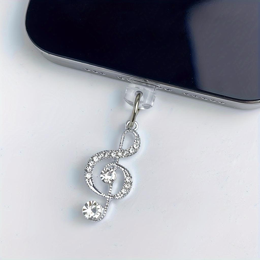 Защитите свой телефон стильной золотой заглушкой для пыли в виде музыкальной ноты, украсьте свой телефон подвесным ремешком