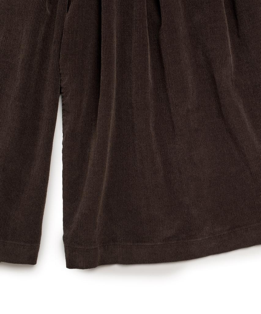 COTTON BELL Volume Pleated Corduroy Pants - Brown