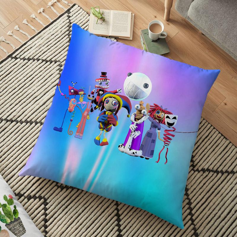 The Amazing Digital Circu Cushion Cover Ponmi Jax Clown Pillowcase Square Pillowcase Home Office Decoration Pillow Case 45cm