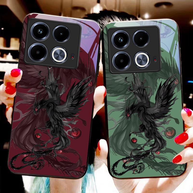 Черный мультяшный Дапенг для Infinix Note 40 4G 30i 12 G96 Smart 8 Hot 9 Play 10 11S 12 20i 50 Pro Plus 5G Чехол для телефона из закаленного стекла