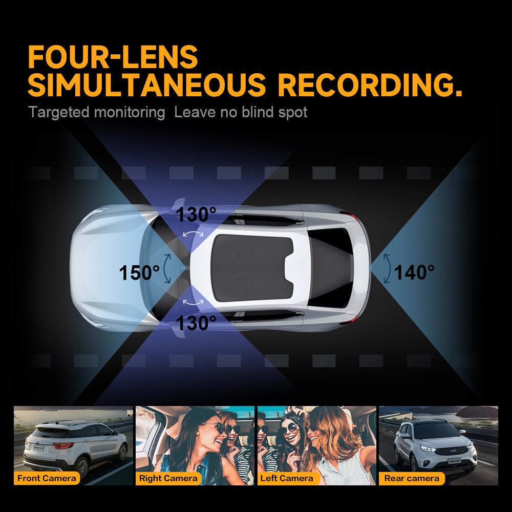 4 Lens 1080P Video Recording Dash Cam 4ch 3 in 1 Car Black Box Dashcam for Car Front and Rear