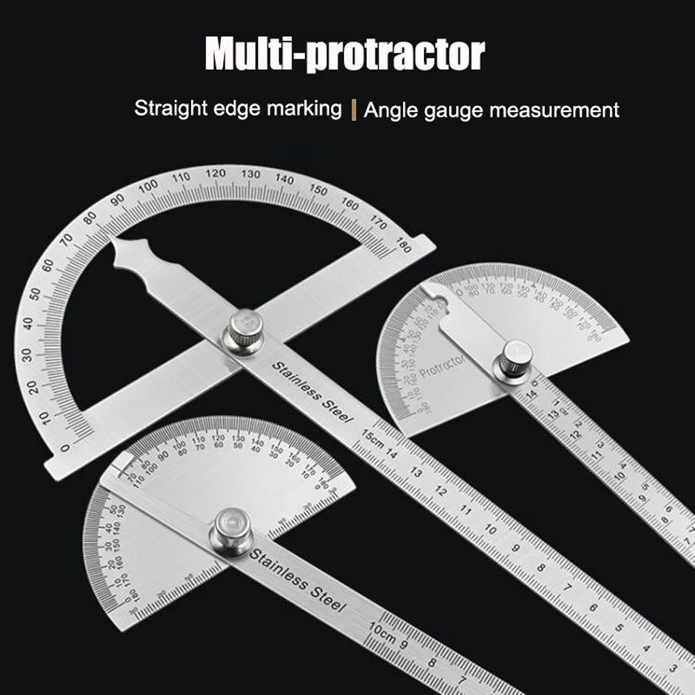 Steel Round Head Caliper Adjustable Protractor Protractor Angle Ruler 180 Degree Protractor