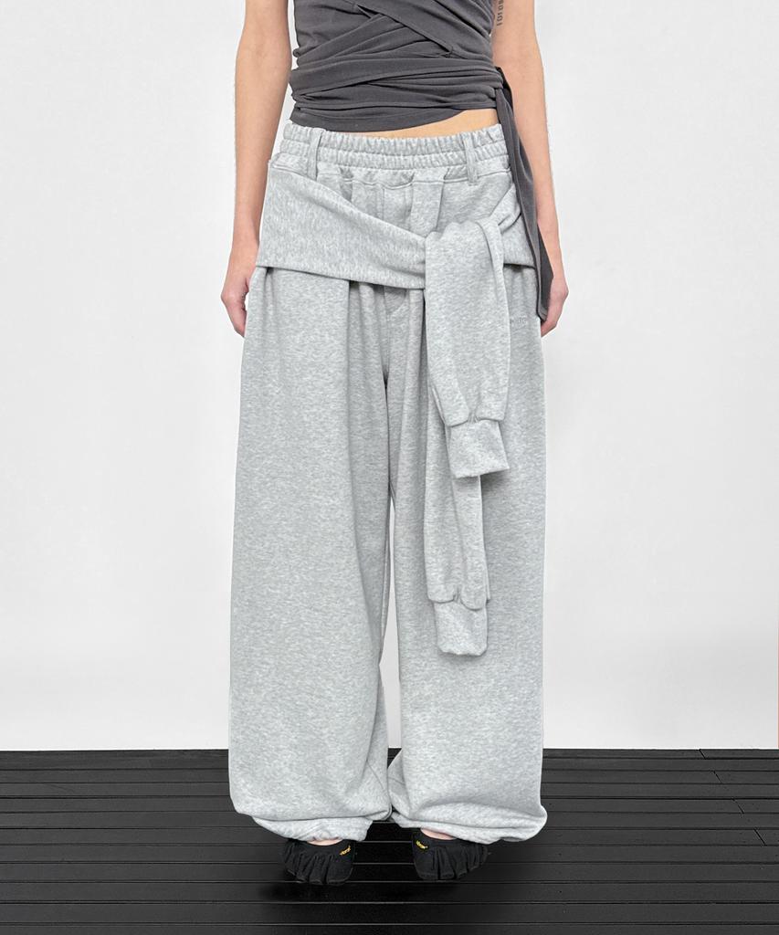 Штаны с завязками Saendeulig_Меланжевый серый