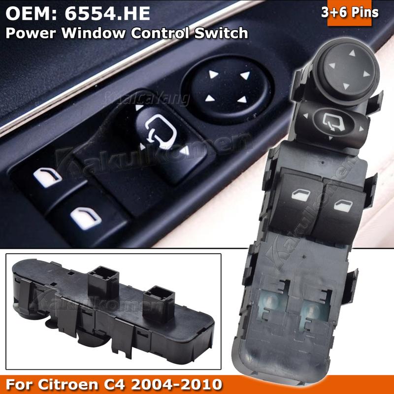 Прочный оранжевый свет 9651464277 6554.HE Для Citroen C4 Wagon Главный выключатель стеклоподъемника 2004-2010 Выключатель стеклоподъемника с функцией складывания
