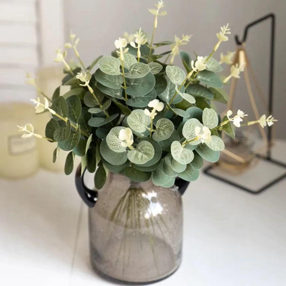 20Pcs Decoration Artificial Eucalyptus Leaves Bendable Silk Eucalyptus Leaf Bridal Bouquet