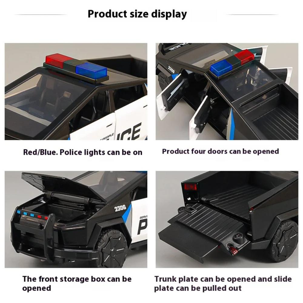 1/24 Scale Police Roadster Model Y Model 3 Cybertruck Model X Model S Diecast Metal Alloy Model Car Children's Toy Car Gift for Friend