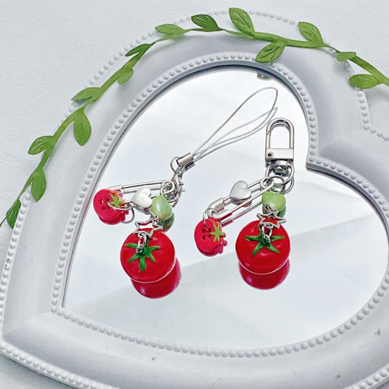 Милый брелок с подвеской в виде листа помидора для женщин, девочек, брелок с бусинами, подвеска для сумки, украшение для студенческих сумок, украшение для машины, телефона