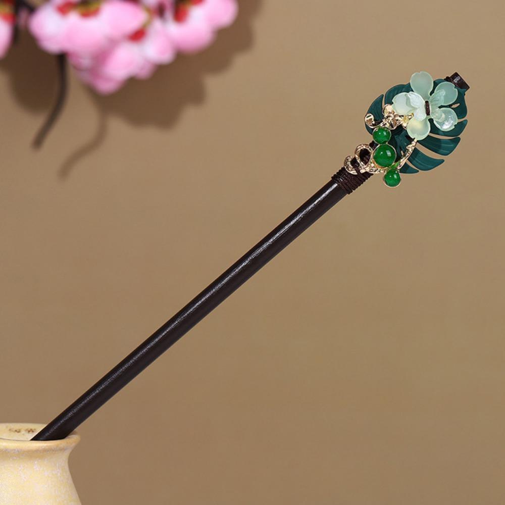 Wooden Flower Hair Forks Handmade Hairpin Chopstick Hair Ornament Hanfu Hair Bun Wedding