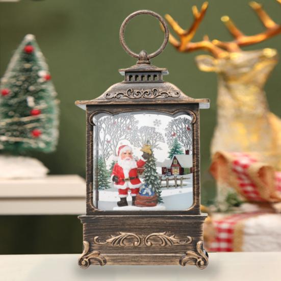 Рождественский фонарь с ретро-рамкой и встроенной елкой, снеговиком, оленем, статуэтка, работающая от батареек, ночник, настольное украшение