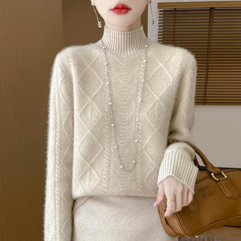 Women Sweater 100% Wool MODERN NEW SAGA Turtleneck Knit Pullover Thick Winter Jumpers Female Knit Tops