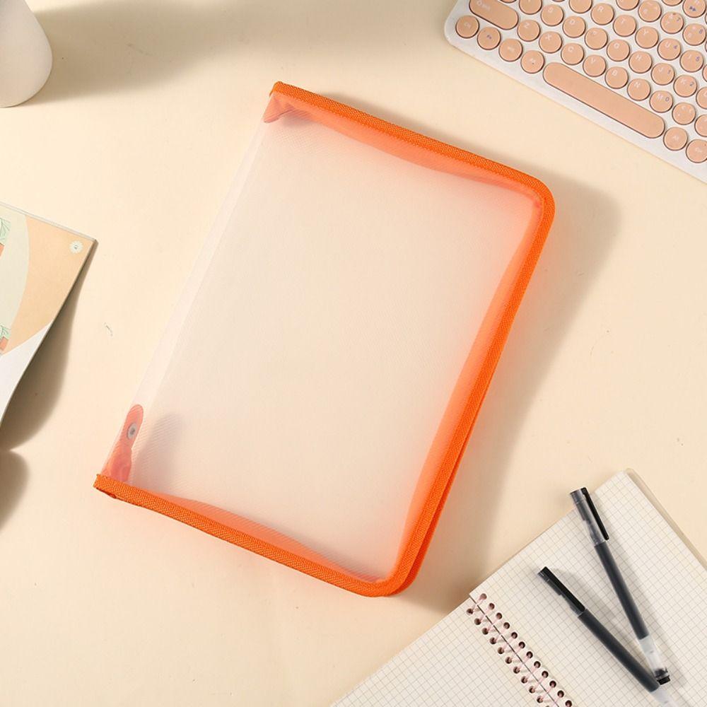 Solid Color Transparent Zipper Pouch Multifunctional File Pocket Document Organizer Pouch  Kids