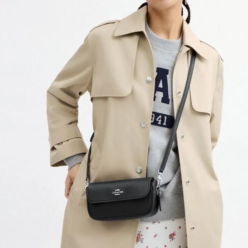 New COACH Hailey Cow Leather Crossbody Handbag, Shoulder Bag Trumpets Women's Black CAN72-SVBK