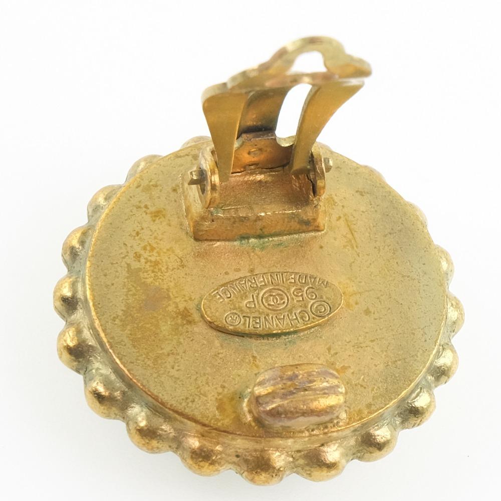 CHANEL COCO Mark Earring vintage black Plated Gold 27g Women Used