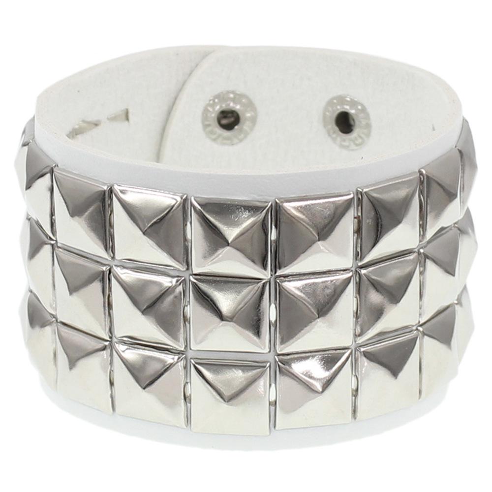 European & American Punk Street Style Rivet Bracelet: PU Leather Bangle