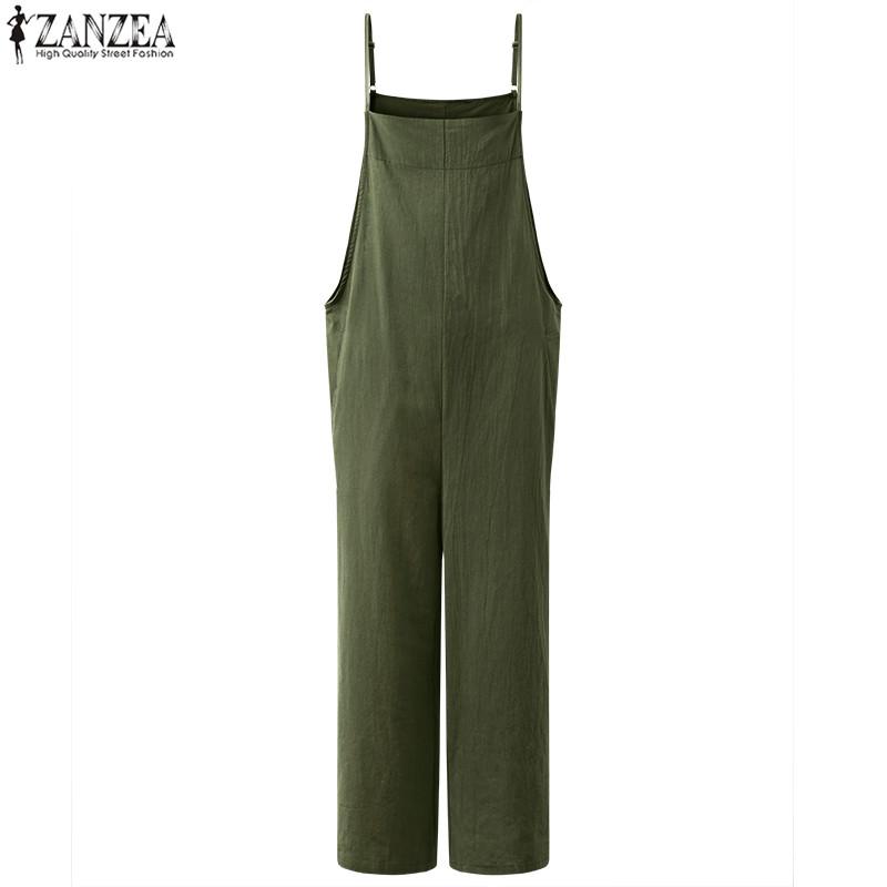 ZANZEA Women Casual Loose Twin Side Pockets Tank Jumpsuit Overalls Bib Pants