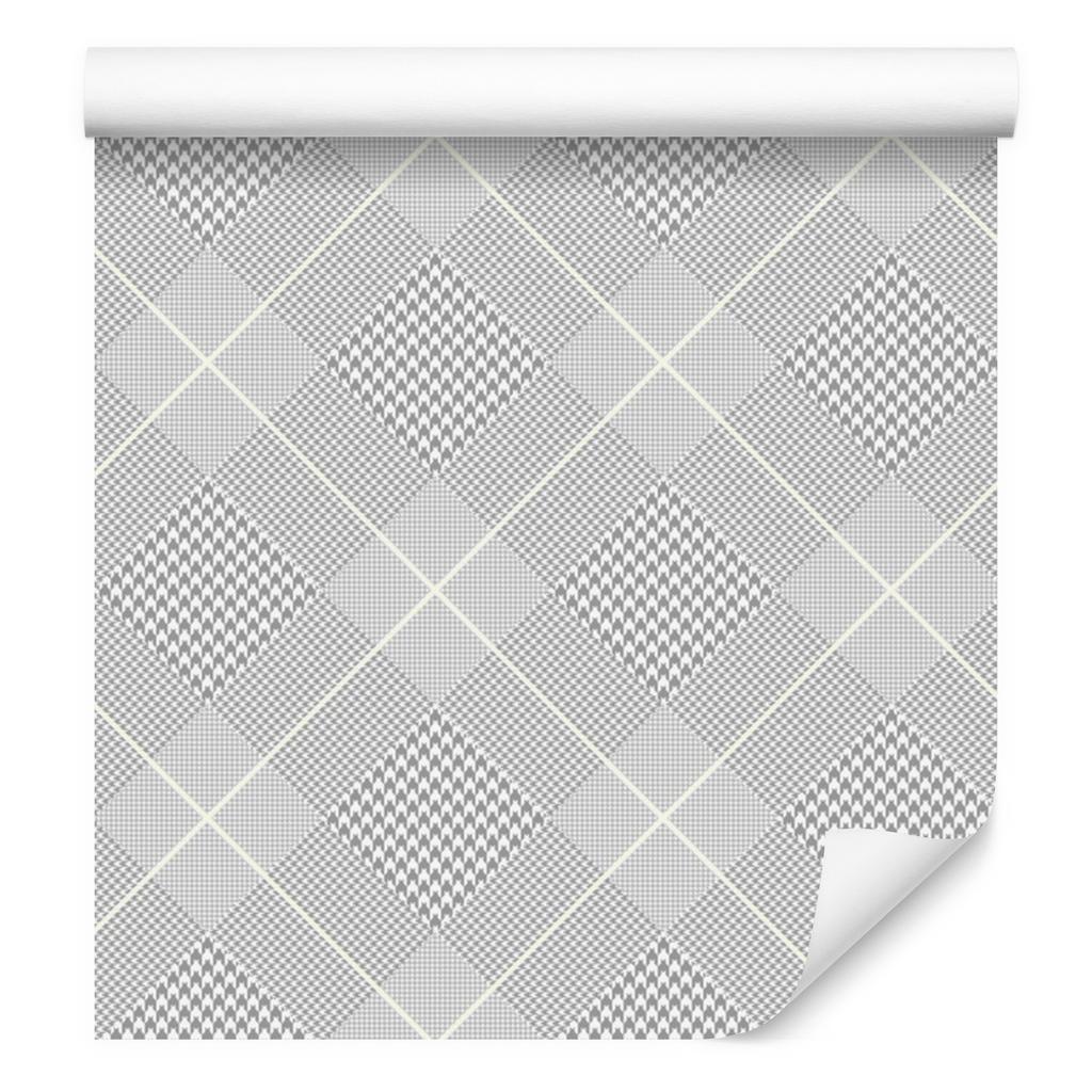 Stylish gray checkered wallpaper for living room and bedroom 50x1000