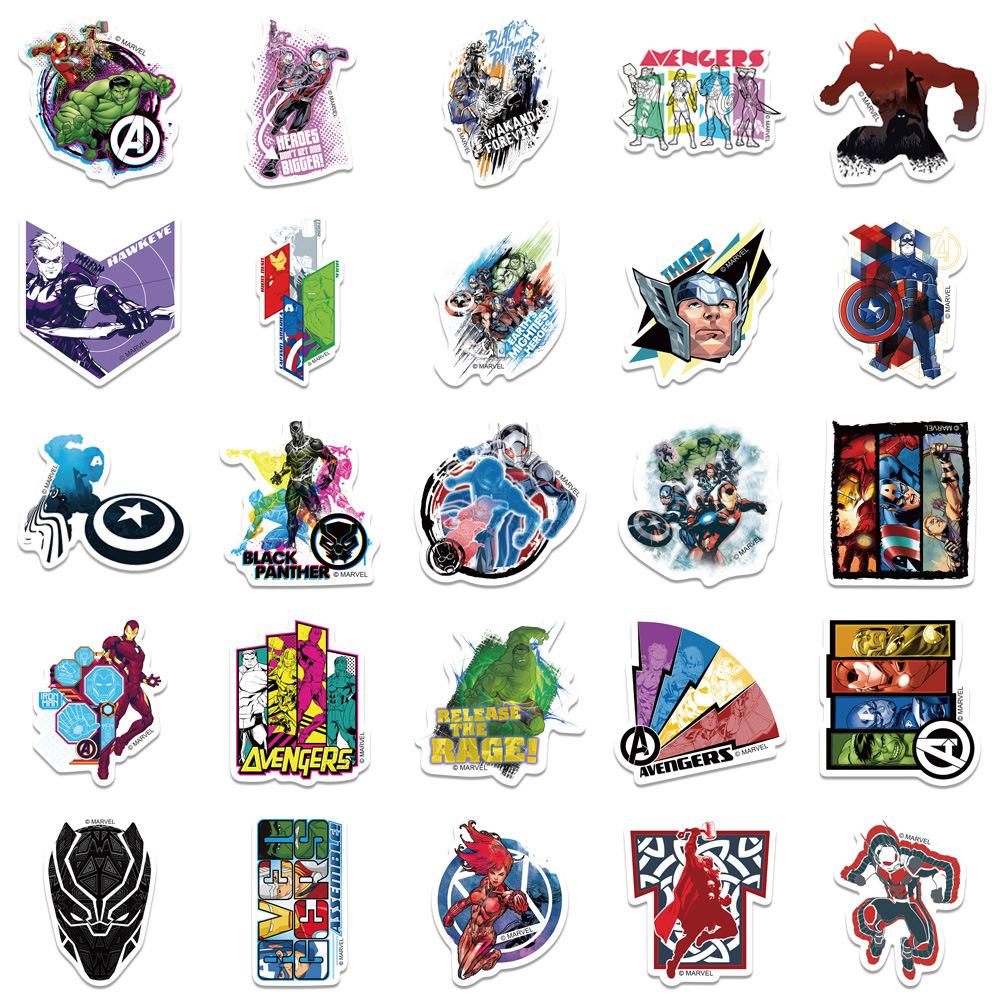 50pcs Disney Marvel Movie Avengers Mixed Heroes Assemble Stickers Waterproof Phone Laptop Luggage Guitar Notebook Decal Sticker