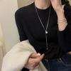 Minimalist Women's Pearl Necklace, S925 Sterling Silver, Adjustable Long Sweater Chain
