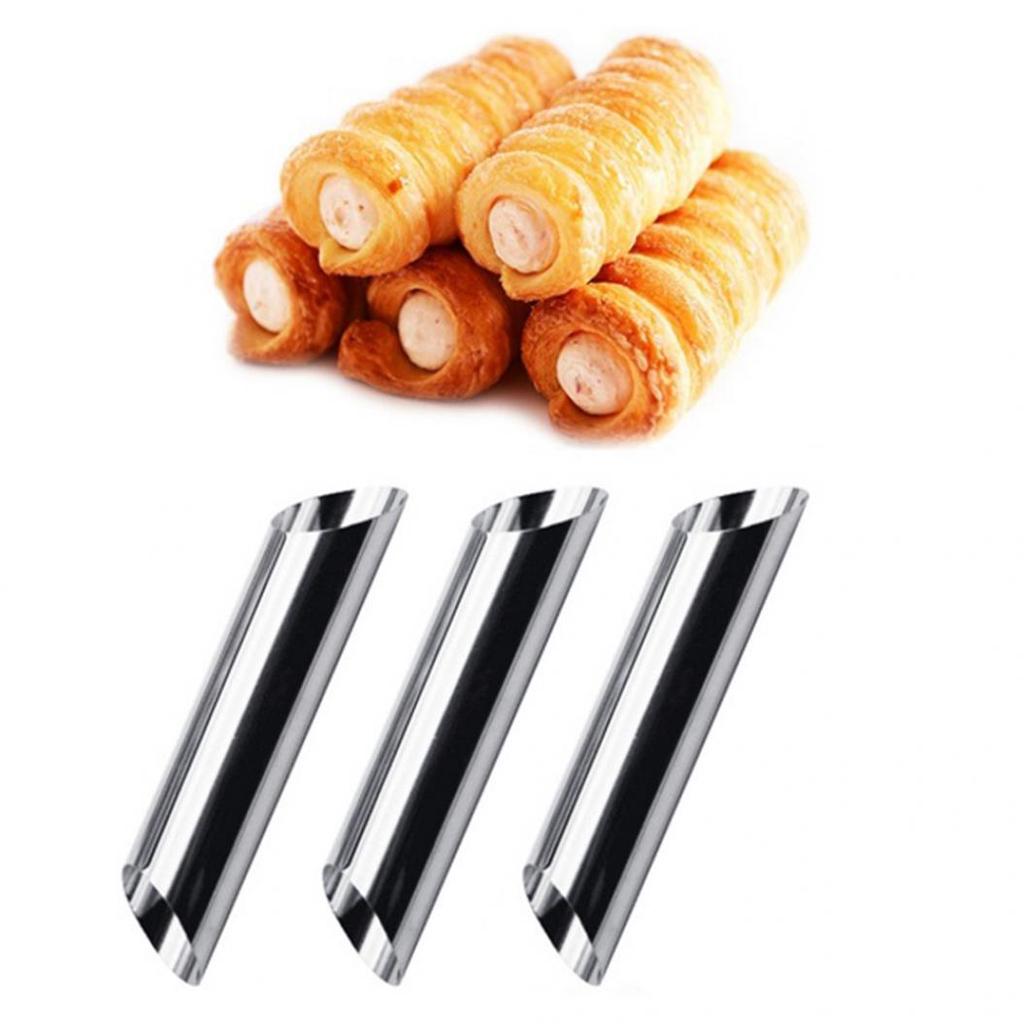 3Pcs Stainless Steel Cannoli Form Tube Horn Mold Non-stick Cream DIY Baking Tool
