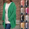 Ladies' Casual Solid Color Hooded Knitted Sweater With Loose Collar And Cardigan, Women's Sweater Jacket