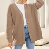 Женский кардиган спереди, на больших пуговицах, легкий свитер, свободный кардиган с V-образным вырезом, вязаная куртка