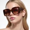 Large Frame Women's Avant-Garde Square Sunglasses with Printed Legs - Trendy Fashion