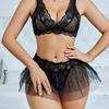 Женский кружевной бесшовный короткий юбочный перспективный вышитый сексуальный костюм