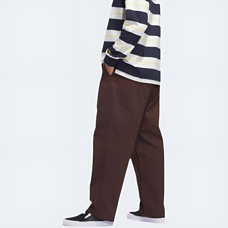 Adidas Originals Solid Color Comfortable Loose Fit Casual Pants Men Bottoms Dark-Brown Bright-White JC7634
