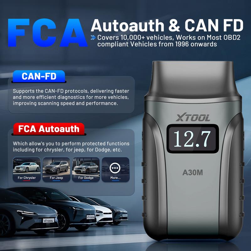 XTOOL A30M Bluetooth-сканер OBD2 Диагностический инструмент для всех систем 26 Сервисных сбросов Активный тест CAN FD Потоковые данные Бесплатное обновление на всю жизнь