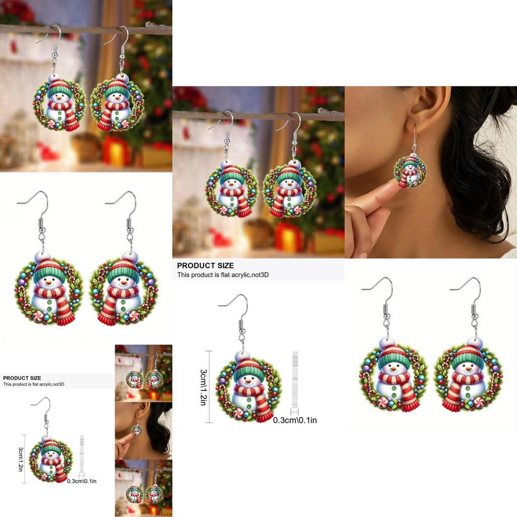 Christmas Acrylic Snowman Earrings With Silver Posts For Seasonal Gift Ideas