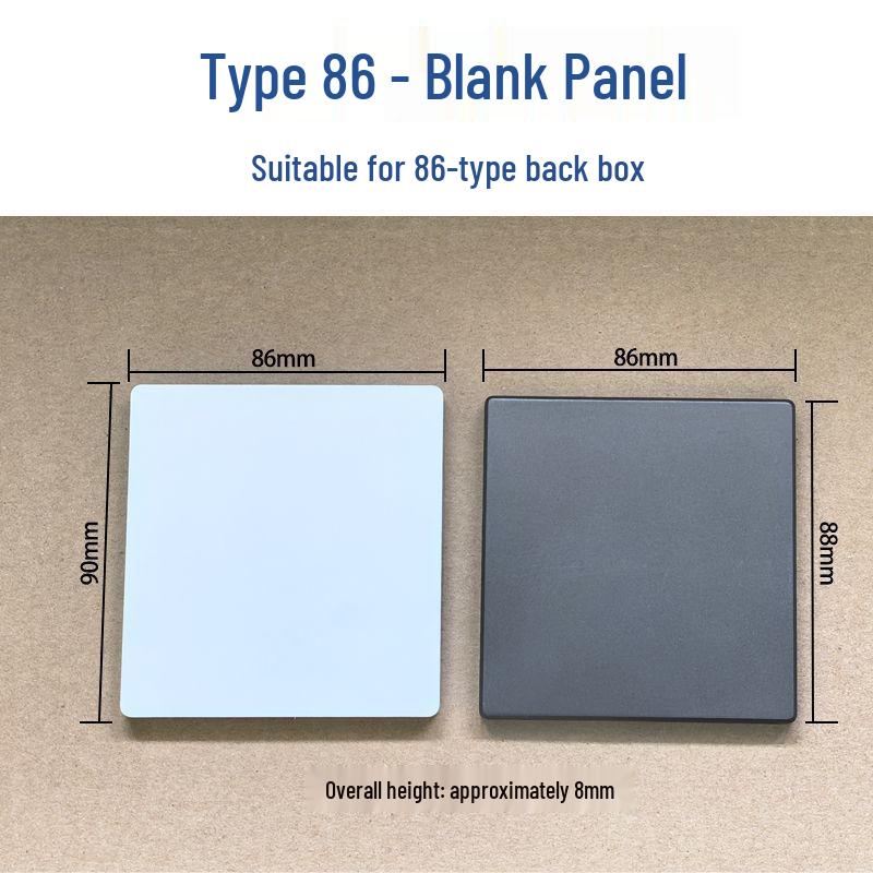 86-Style Blank Panel Junction Box Cover Plate for Concealing Holes, Home Decoration, White and Gray 