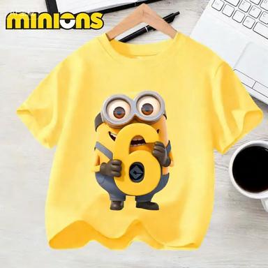 Childrens Summer Cartoon Minions Digital Print 100 Cotton TShirt for Outdoor Use Boys and Girls Casual Short Sleeve Shirt