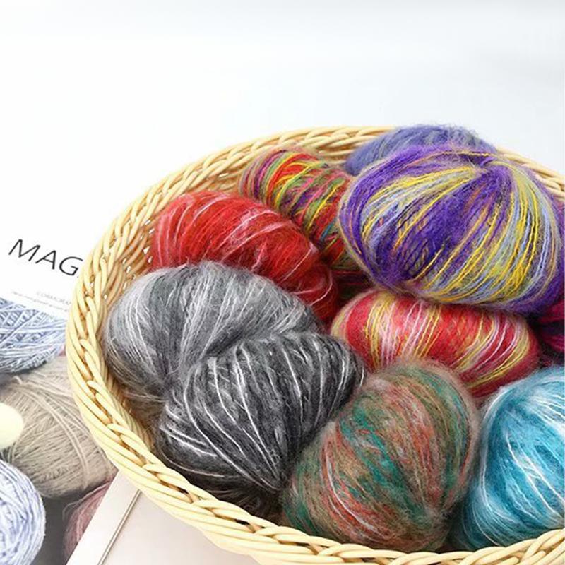 25g/ball Multi Colored Mahe Yarn Knitted Sweater Scarf Hat Doll Gradient Hand Dyed Mohar Yarn Handmade DIY Knitted Scarf and Hat
