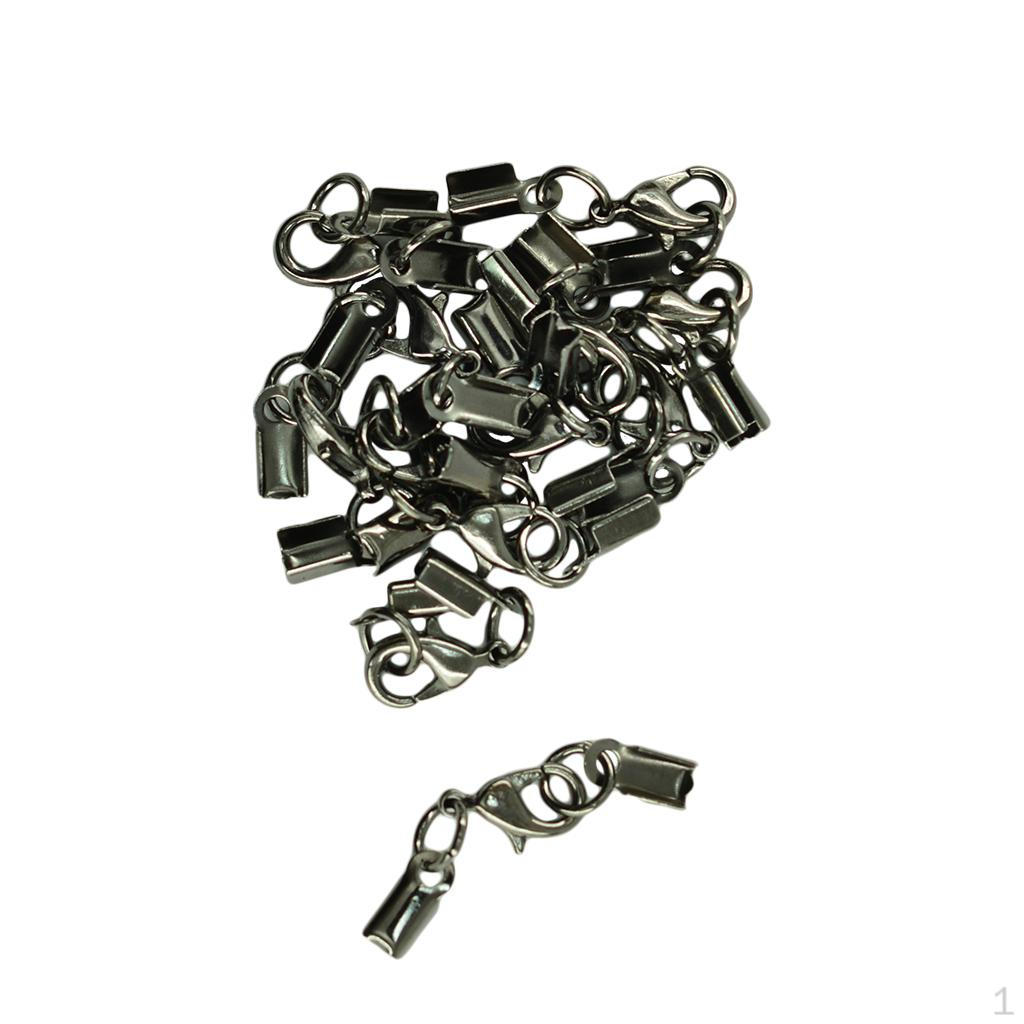 12 Pieces End Caps with Lobster Clasps Diy Jewelry Making ,