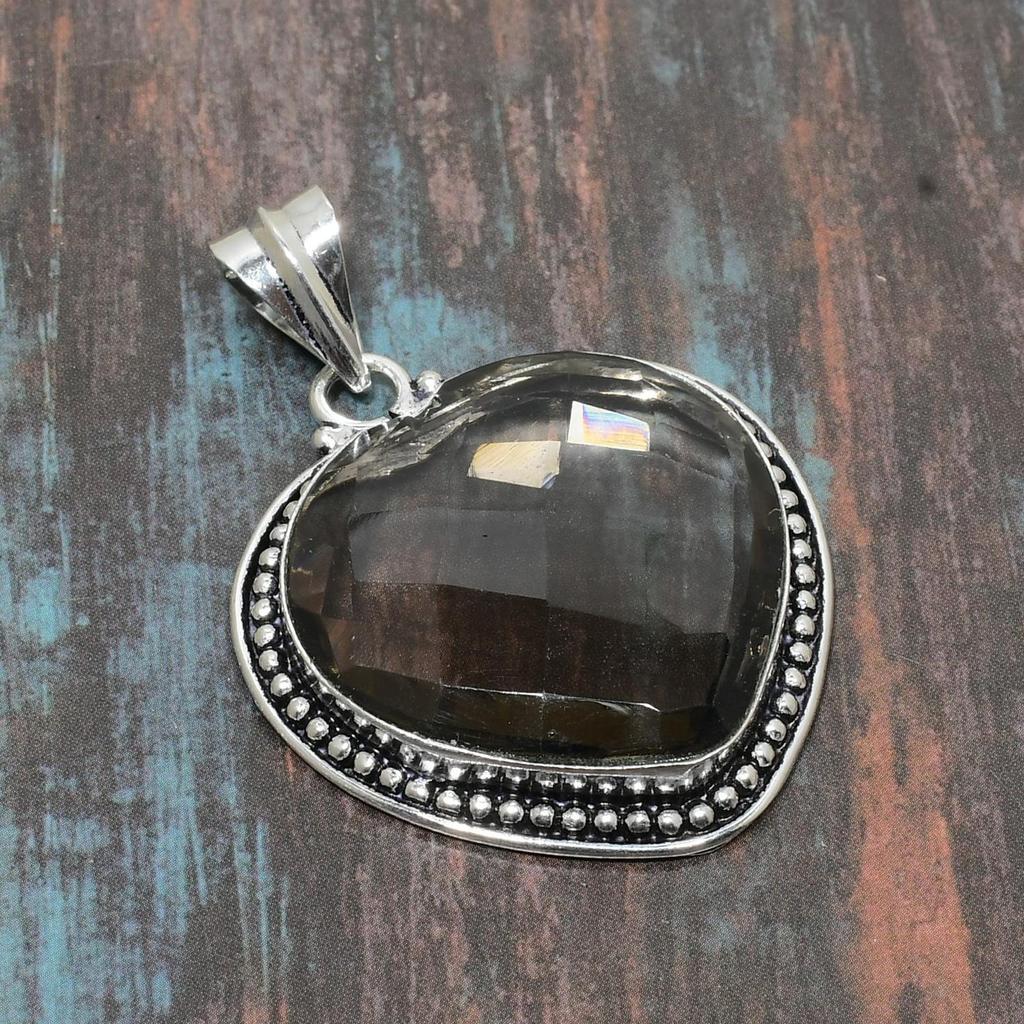 Красивый дымчатый топаз, ювелирный кулон ручной работы из стерлингового серебра 925 пробы