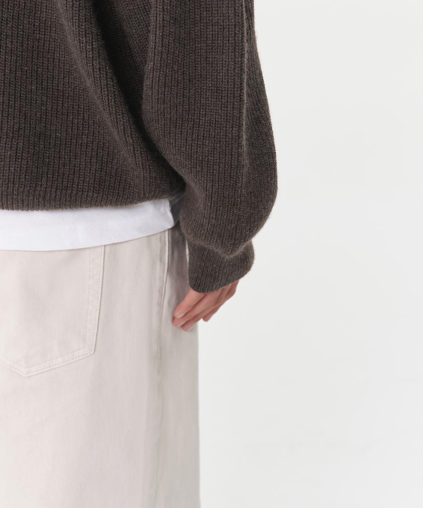 MUSINSA STANDARD Oversized Ribbed Crew Neck Knit [Heather Brown]