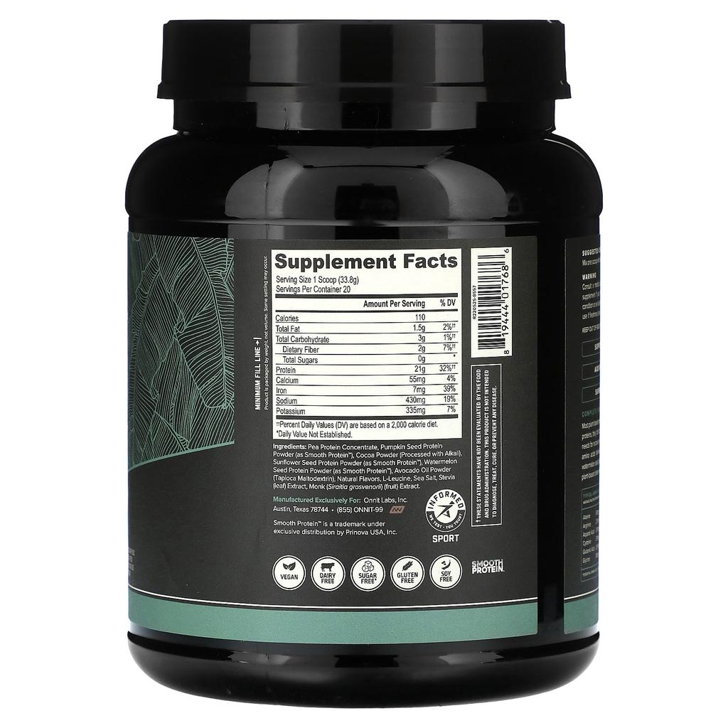 Onnit Plant-based Protein, Chocolate, 1.5 Lb (676 G)