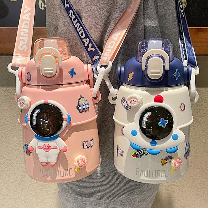 Милый, очень милый детский термос-чашка для девочек, высокий уровень внешнего вида, для студентов, соломенный чайник, большая емкость, переносной горшок