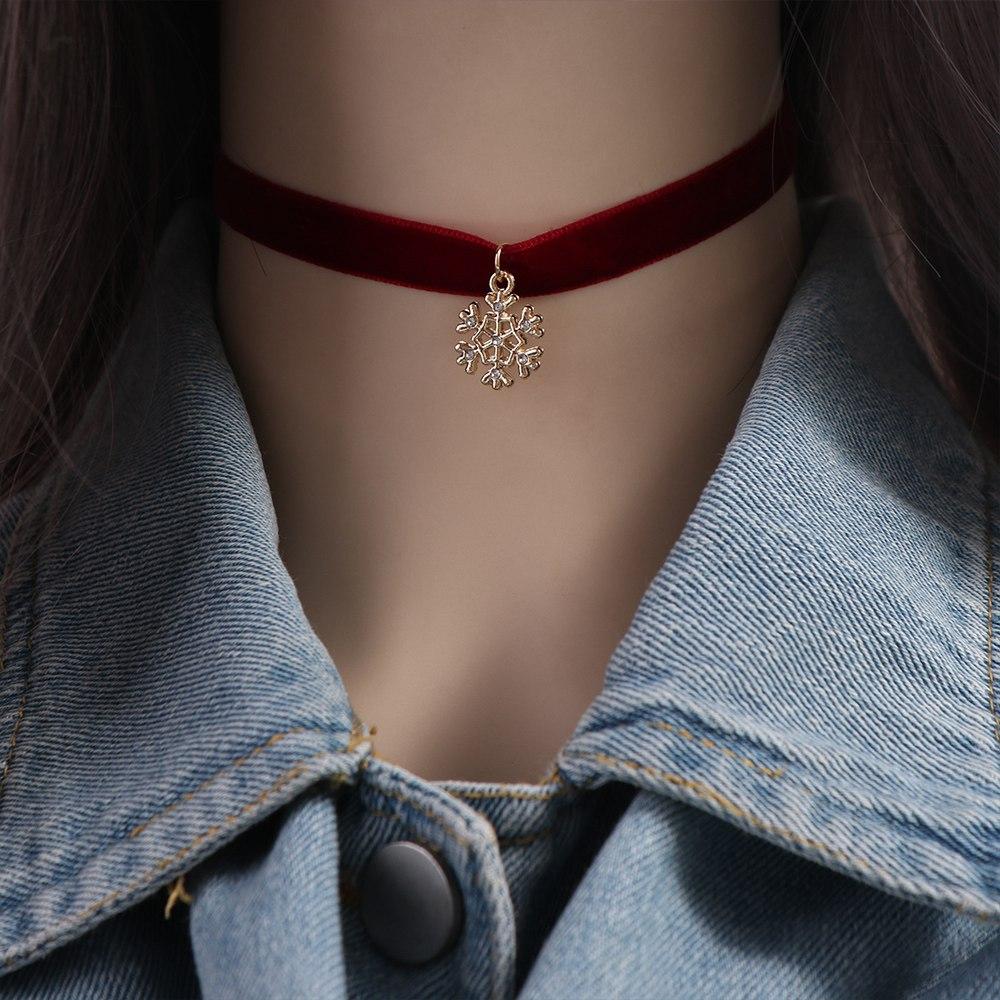 Рождественское колье Санта-Клауса с мультяшным кулоном, колье, индивидуальное бархатное ожерелье с воротником для девочек