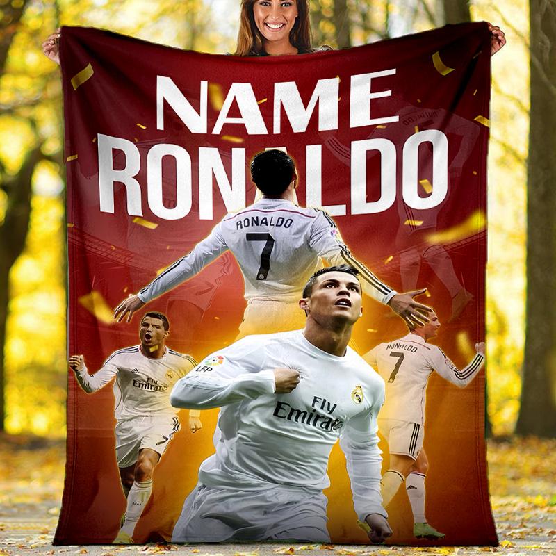 Customizable Football Throw Blanket – Personalized Name, All-Season Cozy Snug Blanket, Machine Washable, Personalized Blanket