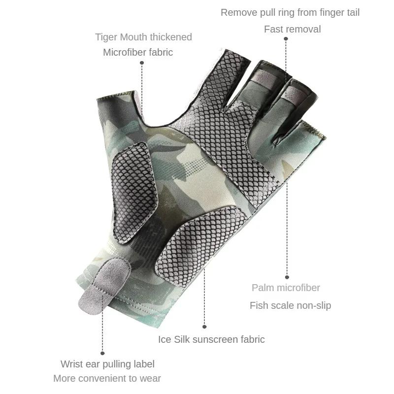 Рыболовные перчатки UPF 50+ — солнцезащитные перчатки для рыбалки без пальцев — солнцезащитные перчатки для рыбалки для женщин и мужчин для активного отдыха.