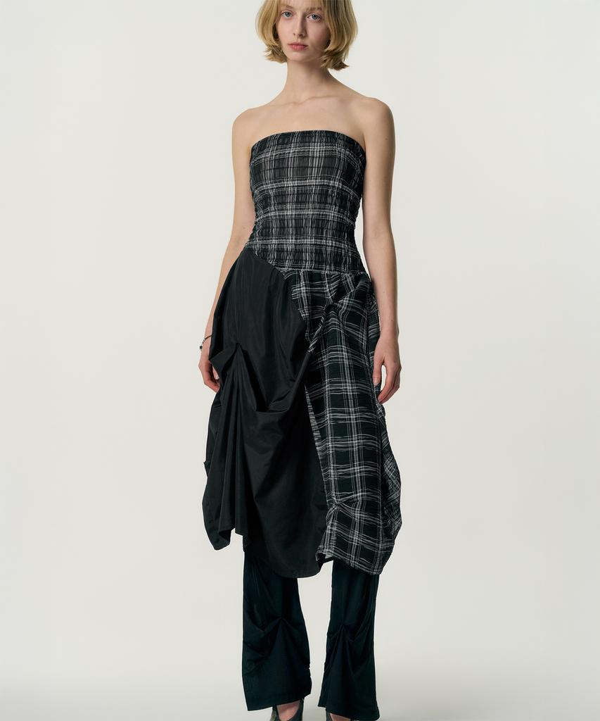 Kimjisu Dozi - Smocking Draped Dress_Black