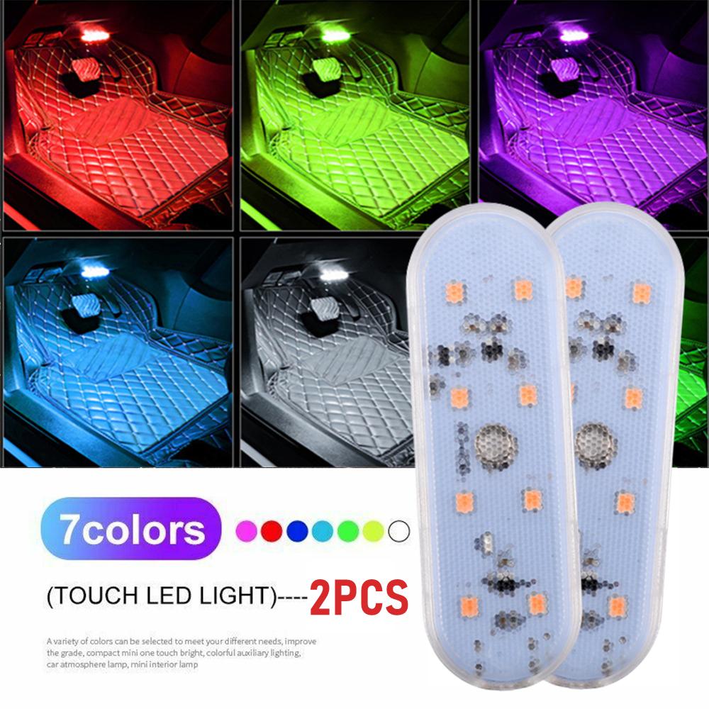 2 шт. светодиодный салонный свет для автомобиля, беспроводные салонные огни, светодиодные сенсорные огни для автомобиля, потолочный светильник на крышу автомобиля, USB-зарядка, лампы для чтения