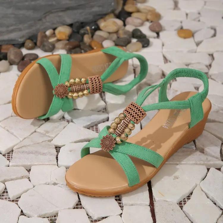 Fashion Women Solid Color Wedge Sandals  New Ankle Buckle Non Slip Gladiator Shoes Woman Fashion Chunky Platform Sandalias Mujer 2024