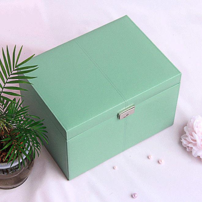 Женская многослойная шкатулка для драгоценностей, однотонная большая емкость, серьги и ожерелья, украшение, деревянная коробка для хранения