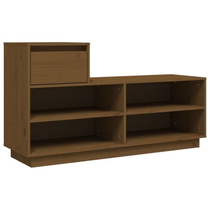VidaXL Shoe Cabinet Honey Brown 110x34x61cm Solid Pine Wood 814452