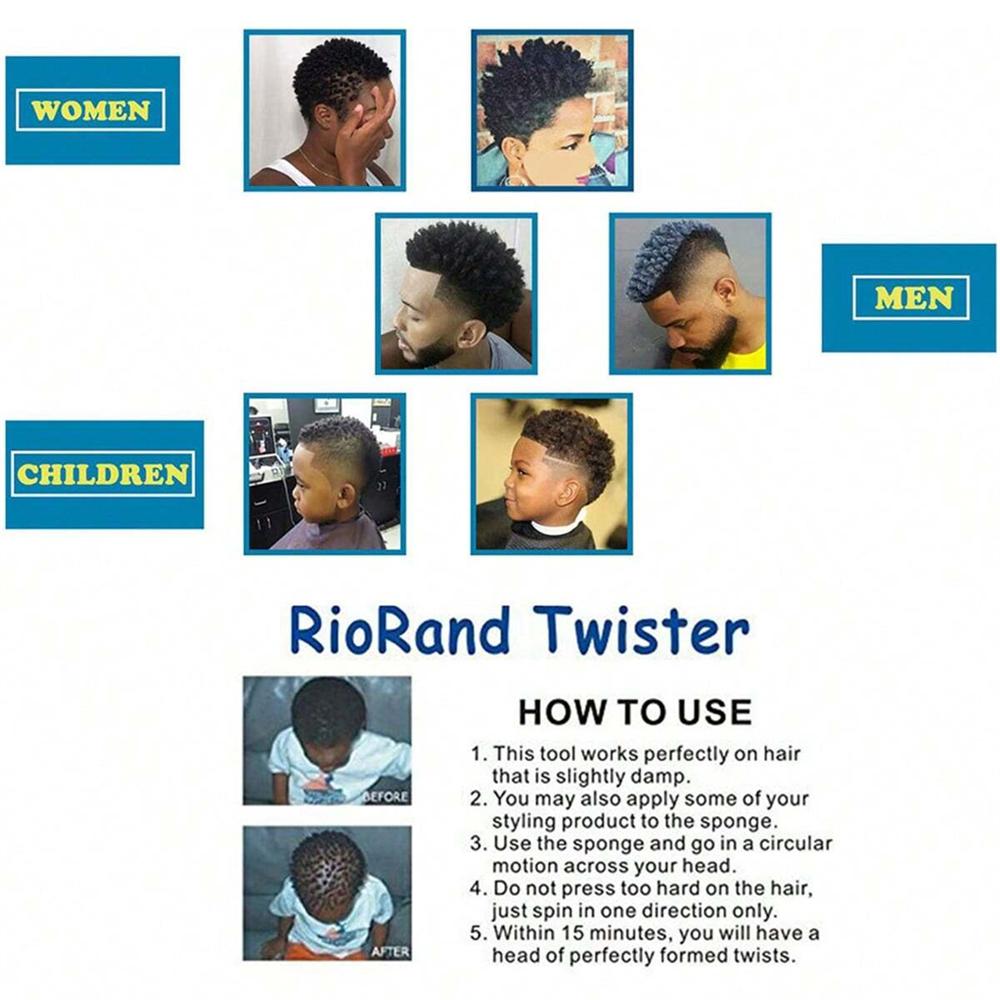 1pc Black Curls Hair Sponge Glove Hair Brush Hair Styling Tools for Men and Women General