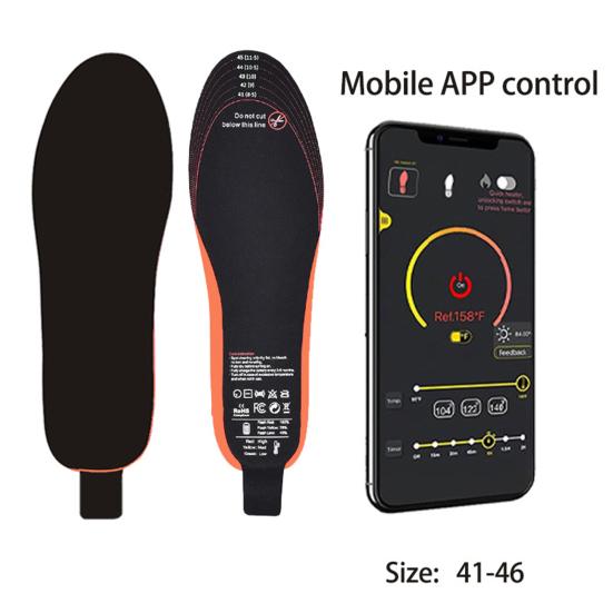 1 пара зимних электрических стелек с подогревом 3000 мАч, перезаряжаемые, 3 настройки температуры, управление через приложение