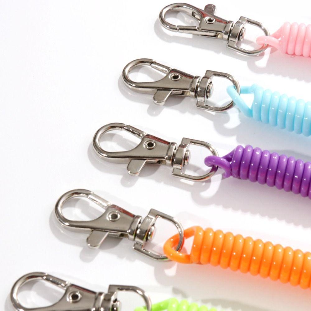 Keychain Lanyard Spiral Spring Coil Keyring Key Hooks Stretch Spring Coil Anti-lost Lobster Clasp